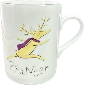 Pottery Barn PRANCER Reindeer Porcelain Mug‎ 12 oz.
